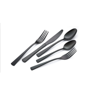 5-Piece Black Vibro-Polished Flatware Set