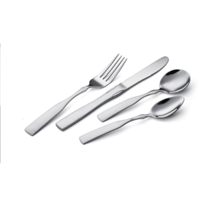 4-Piece Single-Line Design Silver Flatware Set