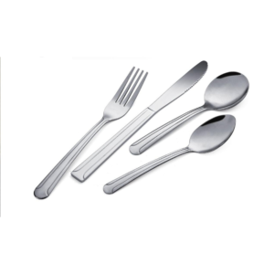 4-Piece Straight Design Silver Mirror-Polished Flatware Set - Style B