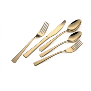 4-Piece Six-Line Design Silver Mirror-Polished Flatware Set