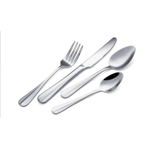 4-Piece Minimalist Silver Polished Flatware Set