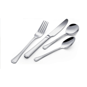 4-Piece Angled Design Silver Mirror-Polished Flatware Set