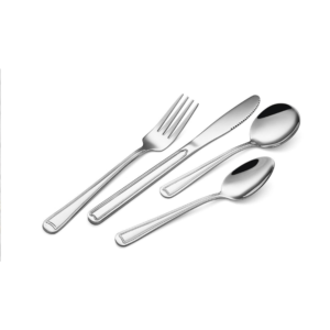 4-Piece Bold-Line Design Silver Flatware Set