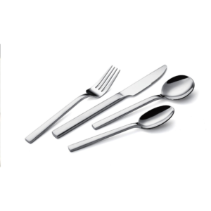4-Piece Straight Design Silver Polished Flatware Set