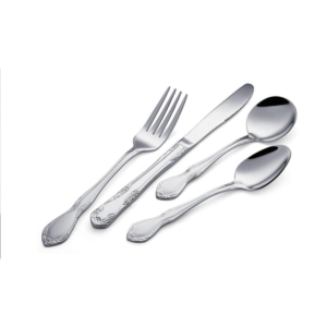 4-Piece Royal Design Silver Mirror-Polished Flatware Set