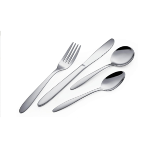 4-Piece Palm Design Silver Mirror-Polished Flatware Set