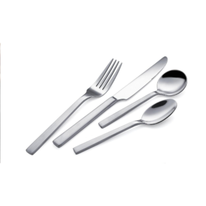 4-Piece Straight Design Silver Mirror-Polished Flatware Set - Style A