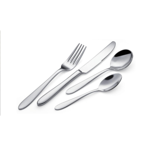4-Piece Minimal Silver Mirror-Polished Flatware Set