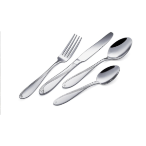 4-Piece Decorative Silver Mirror-Polished Flatware Set