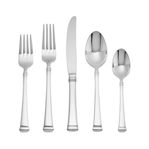 5-Piece Segmented Handle Silver Mirror-Polished Flatware Set