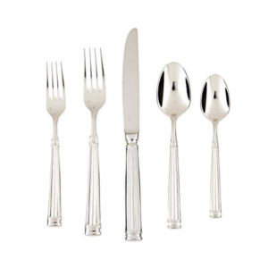 5-Piece Classic Rimmed Silver Flatware Set