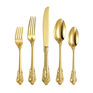 5-Piece Silver & Gold Ornamental Flatware Set