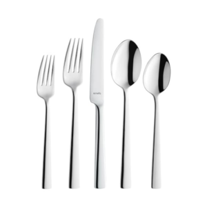 5-Piece Square Handle Silver Satin Flatware Set