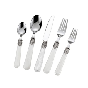 5-Piece Vintage Floral Silver Mirror-Polished Flatware Set