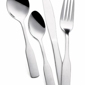 4-Piece Tapered Handle Silver Mirror-Polished Flatware Set