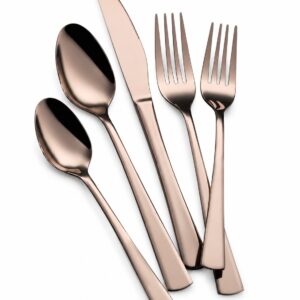 5-Piece Rose Gold Mirror-Polished Flatware Set